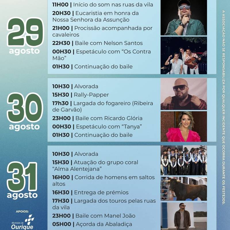 Festas de Garvão 202529, 30, e 31 de agosto