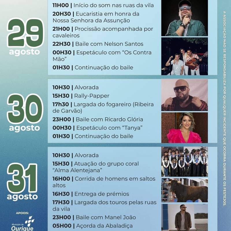 Festas de Garvão 202529, 30, e 31 de agosto