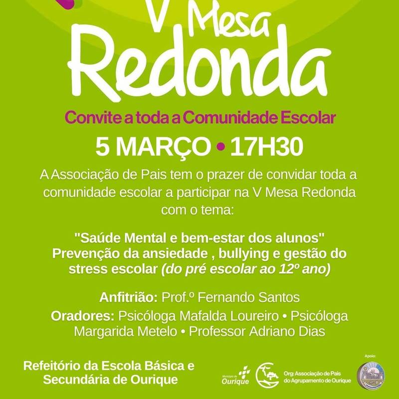 Mesa Redonda  " Saúde Mental e bem-estar dos alunos"