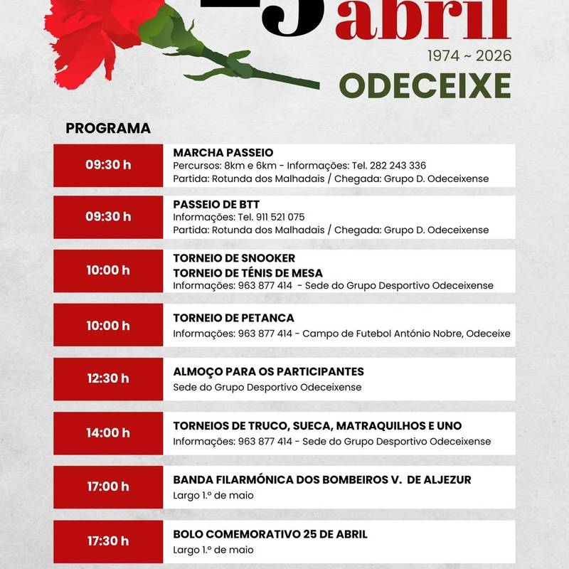 Comemorações do 25 de Abril em Odeceixe
