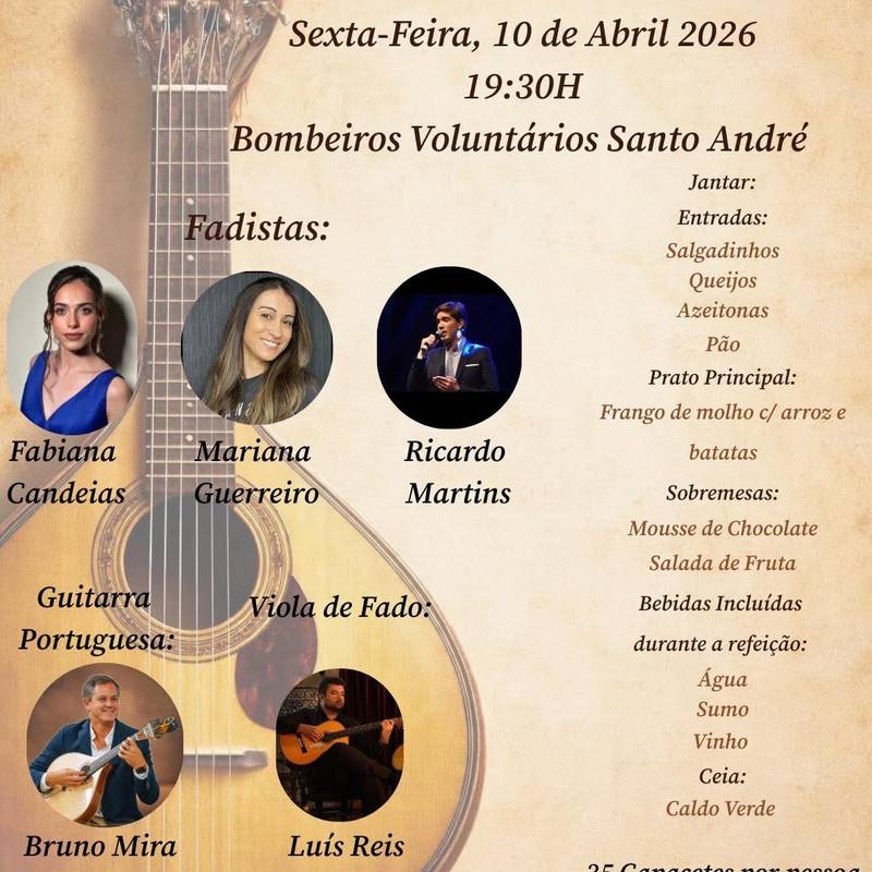 Noite de Fados Solidária nos Bombeiros Voluntários de Santo André
