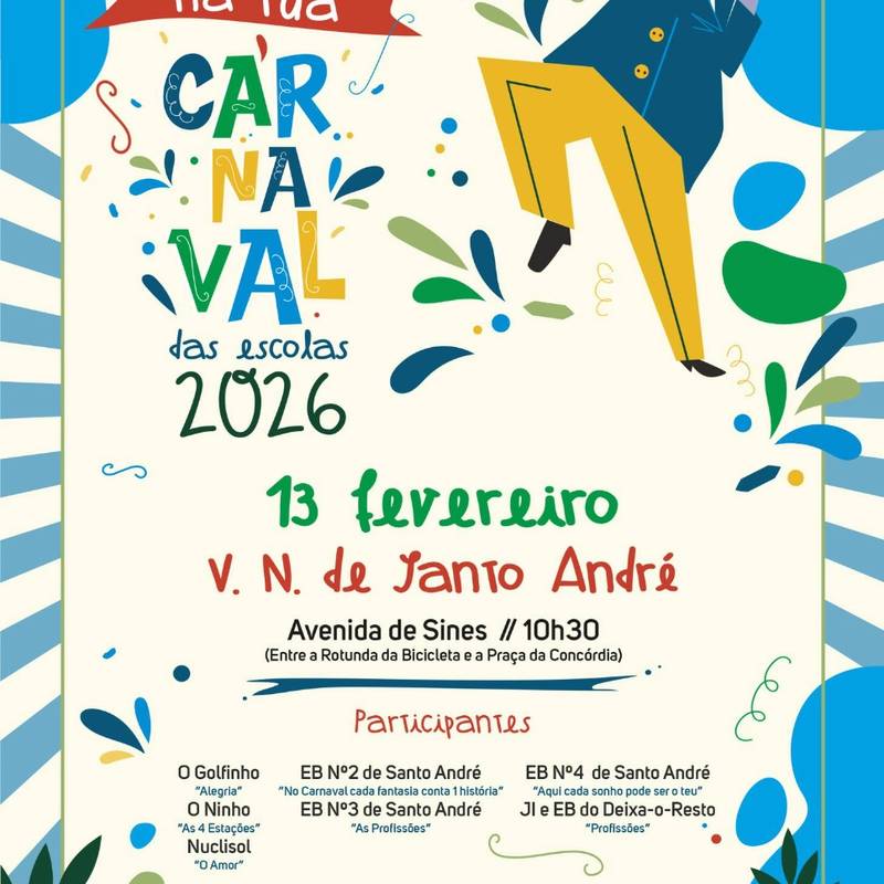Carnaval Escolar 2026 – Festa de Rua Santiago do Cacém