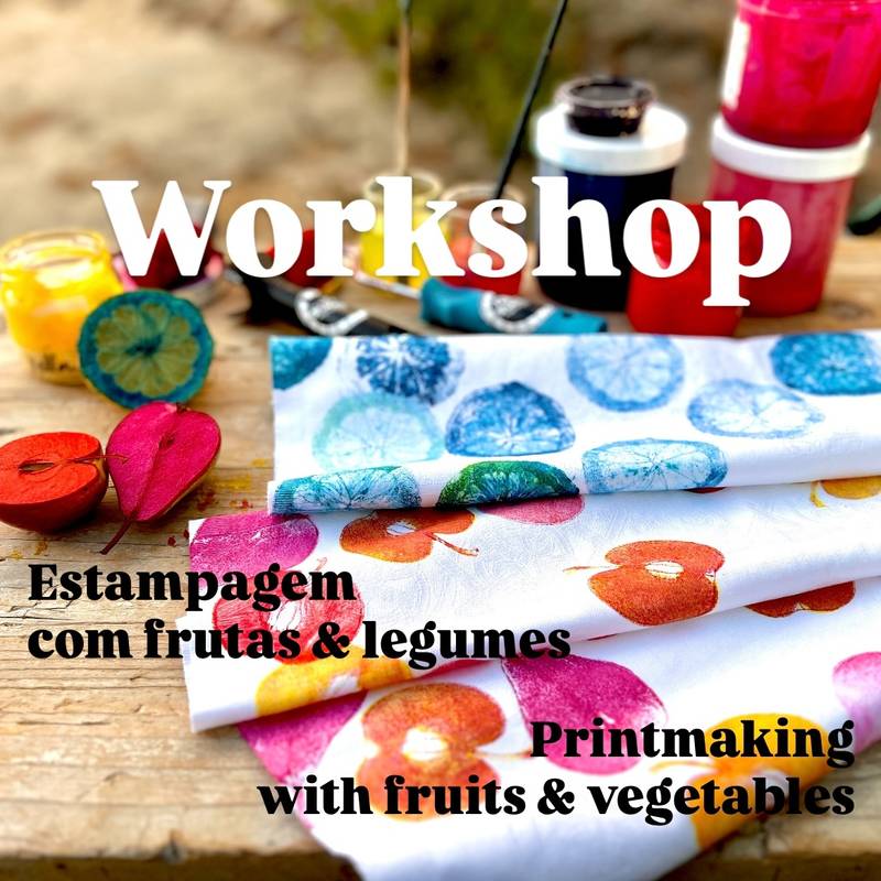 Gravura com frutas e legumes